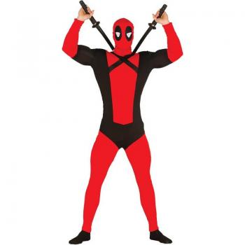 Disfraz de Antihéroe Rojo y Negro para hombre inspirado en el Superhéroe tipo Deadpool