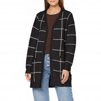 Vero Moda Vmdoffy Jacquard LS Check Cardigan Boo Chaqueta Punto, Black, 40