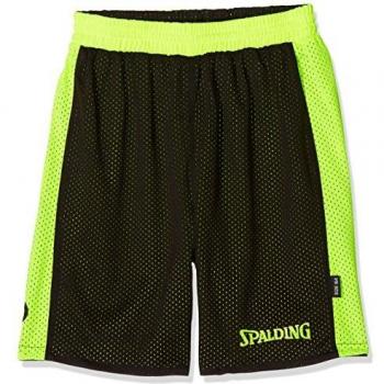 Spalding Essential Reversible Shorts Black/Fluo Yellow 164 Pantalones Cortos, Unisex NIÑO, Negro/Neón Amarillo