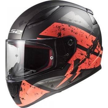 Casco de moto LS2 RAPID DEADBOLT MAT Negro Naranja, Negro/Oroange, XL