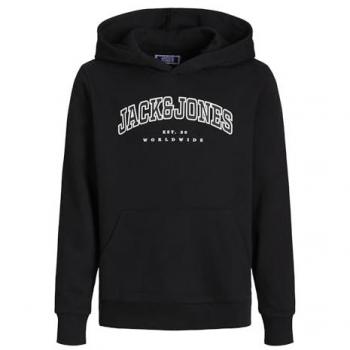 Jack & Jones Junior JJECaleb Varsity Sweat Hood - Black Hoodie for Boys (Sizes 128-176)