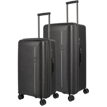 Travelite Roomer 2-Piece Expandable Black Suitcase Set with 4 Wheels