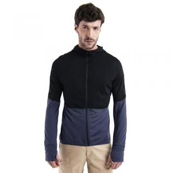 Forro Polar Icebreaker Merino 200 Realfleece Descender con Cremallera, Manga Larga, Color Negro Gris Oscuro