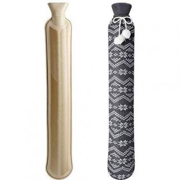 Bolsa de Agua Caliente, Homealexa Botellas de Agua Caliente con Suave Felpa Funda 2L Natural Goma Agua Caliente Bolsa Hot Water Bottle para Mantener el Agua