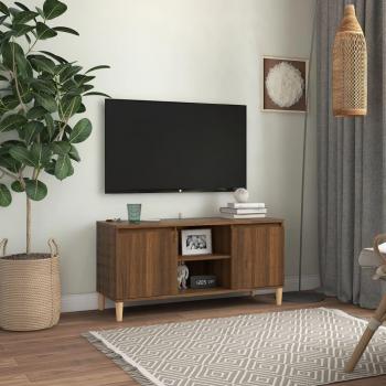 Mueble de TV con patas de madera en color roble marrón, dimensiones 103,5x35x50 cm