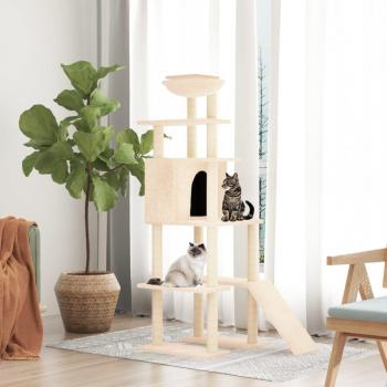 Árbol para Gatos con Rascadores en Crema de Sisal 166 cm