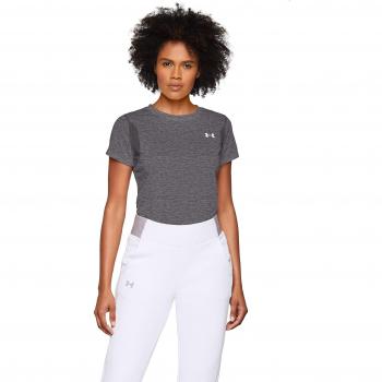 Under Armour UA Streaker 2.0 Heather Short Sleeve Camisa Manga Corta, Mujer, Gris, MD