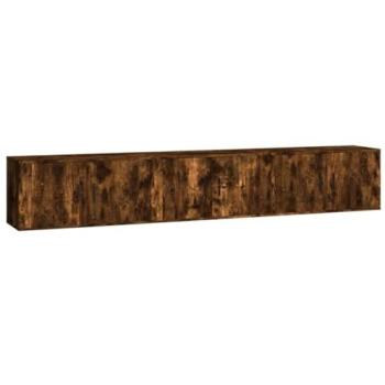 Mueble de TV mural estantería multimedia aparador 3 piezas roble ahumado 80 x 34,5 x 40 cm diseño clásico