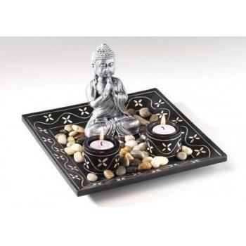 decorationschale con 2 candeleros & Buddha