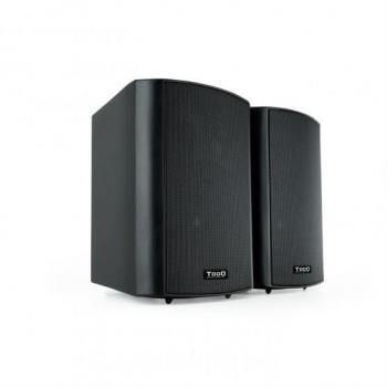 TQOWS-01B - Altavoces de Pared Autoamplificados, Potencia de Salida RMS: 2x30W, Frecuencia: 70HZ-16KHZ, 2xRCA, 1x Jack 3.5, Reguladores de Volumen. Negro