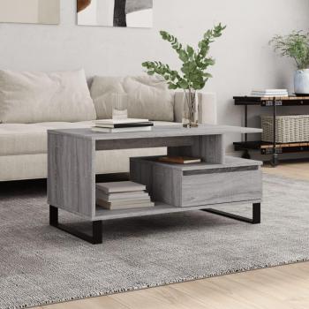 Mesa de centro madera contrachapada 90x49x45 cm en colores Blanco, Negro y Roble Sonoma, también disponible en Gris Sonoma, ideal para salón o comedor como mesita auxiliar o mesa de café