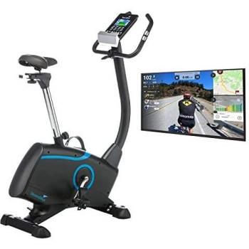 Bicicleta Estática Ergómetro Skandika Atlantis - Conectada, 32 Niveles de Resistencia, 15 Programas, Bluetooth, Medición de Pulso y Grasa Corporal, Inercia de 10 kg