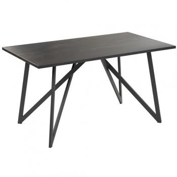Mesa de Comedor Negra 140 x 180 cm Tablero MDF Patas de Metal Industrial 4 Plazas