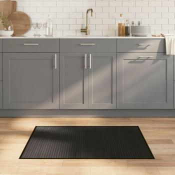 Alfombra rectangular de bambú 70x100 cm color negro, natural y marrón para sala de estar, dormitorio y salón