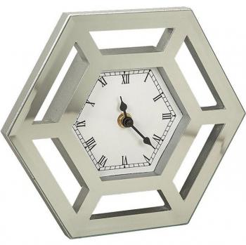 Reloj de Pared Hexagonal Calado Romimex Plateado de Vidrio 23 x 20 x 5 cm
