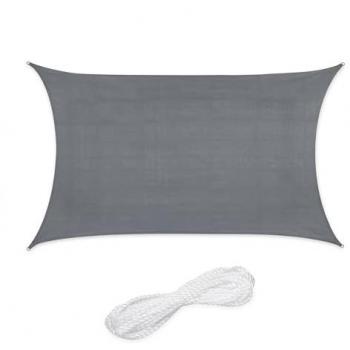 Toldo de Vela Rectangular 2 x 3 m HDPE Resistente a Rayos UV Cóncavo con Cuerdas Tensoras Gris Oscuro