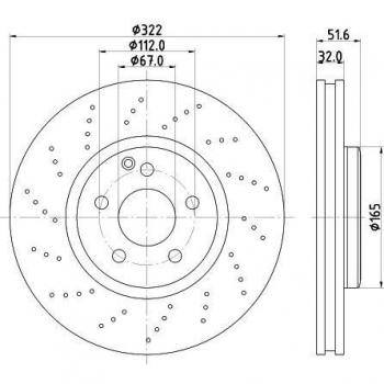 HELLA 8DD 355 122-911 Disco de freno - 55777PRO_HC - altamente carbonizado - revestido