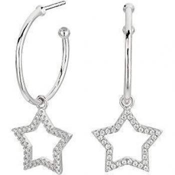 ITEMPORALITY Pendientes Aro Estrella Plata Talla 20 mm SEA-101-008-01