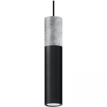 Lámpara Colgante Borgio 1 Negra GU10 Acero Hormigón Diseño Gris Negro 105cm LED Suspendida