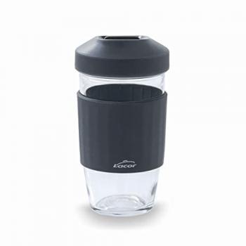 Vaso de Vidrio Borosilicato Reutilizable con Tapa Antideslizante 450ml Apto para Lavavajillas