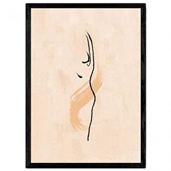 Póster Ilustrado Mujeres 18 - Arte A3 Sin Marco con Formas, Caras y Gestos en Tonalidades Tierras y Rojas
