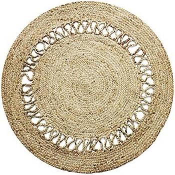Tapete DECO Juta redondo 120 cm - Renda Wave, material yute natural, diseño ondulado, diámetro de 120 cm