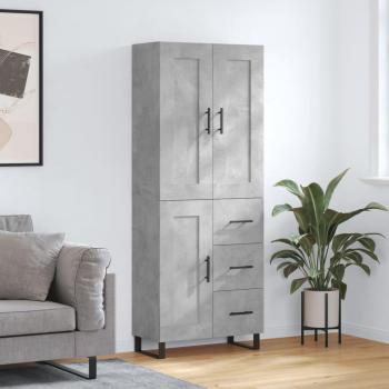 Aparador alto de madera contrachapada gris hormigón 69,5x34x180 cm