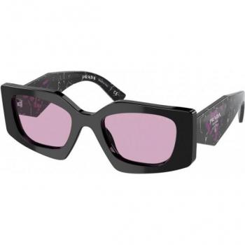 Prada PR 15YS Col. 1AB07Q Women's Geometric Black Sunglasses with Dark Violet Lenses, Size: ONE SIZE