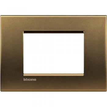 Placa embellecedora 3 módulos centrados Livinglight BTICINO LNA4803BZ Bronce