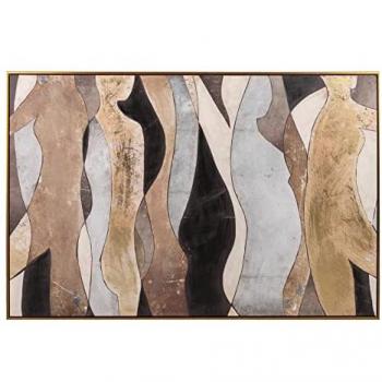 Adda Home - Cuadro Siluetas Con Marco Dorado 120x3,5x80 Cm - Decoración de Pared Multicolor
