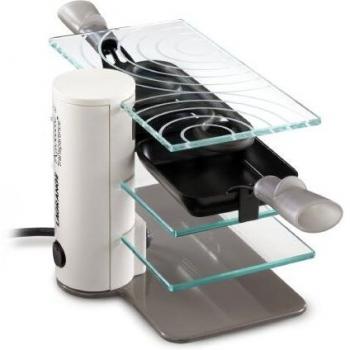 Raclette Lagrange 2 Personas 350W con 3 Placas de Vidrio Templado y 2 Poelons Antiadherentes Color Crema