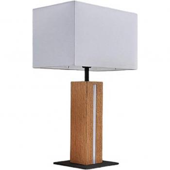 Lámpara de mesa Garry de Lindby, moderna, en blanco, hecha de tela y madera, diseño angular, ideal para salón y comedor, con una llama