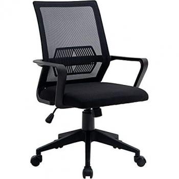 Vinsetto Silla de Oficina Ergonómica Silla de Escritorio Giratoria Ajustable en Altura con Reposabrazos y Soporte Lumbar Tejido Transpirable 61x58,5x89-99 cm Negro