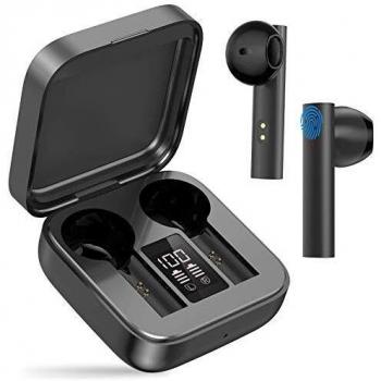 Auriculares Inalámbricos Bluetooth 5.0, Auriculares Deportivos, con Micrófono, Impermeable True Wireless Earbud, Sonido estéreo para Xiaomi Samsung Huawei Sony Android-Negro