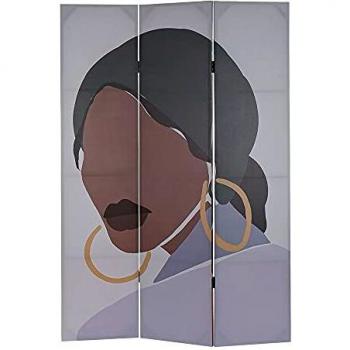 Biombo DKD Home Decor Africana Reversible Lienzo Madera MDF