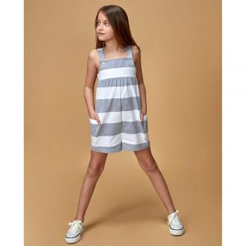 Gocco - Mono rayas con bordado gris para niña con detalle de lazo