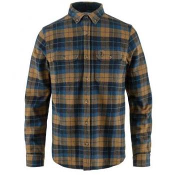 Camisa de hombre Fjällräven Singi Heavy Flannel manga larga azul marino y marrón - S