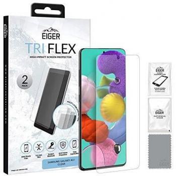 Eiger - Protector de pantalla para Samsung Galaxy A51, diseño triflex de alto impacto, antiarañazos y antigolpes, 2 unidades, transparente