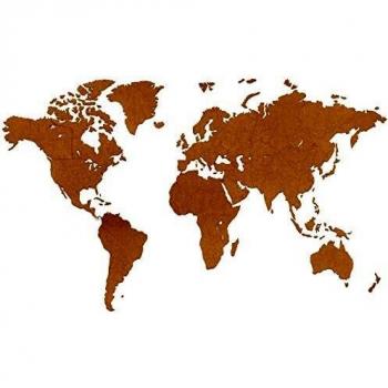Mapa del Mundo Mural Decorativo 180x108cm Color Castaño