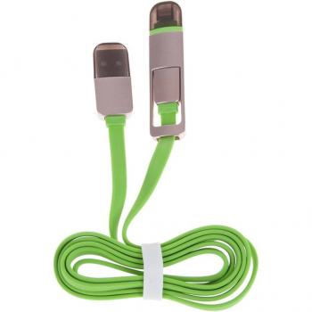 DAM Cable Plano USB 2.0 2 en 1 con Conector Micro USB y Lightning Iphone 5/6/6P