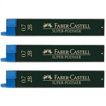 Faber-Castell – Juego de 3 cajas de 12 minas 0,7 mm super polímero 9067 S- dureza 2B