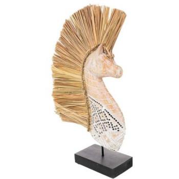Figura Caballo Beige 30x10x52h Cm - Decoración Elegante
