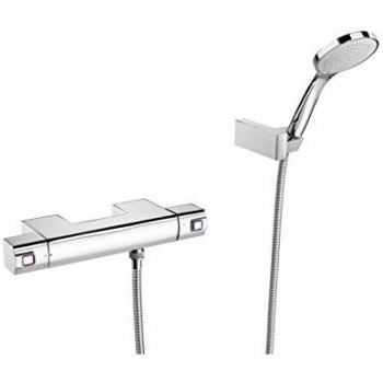 Roca L90 - grifo termostático exterior para ducha con ducha de mano, flexible de 1,50 m y soporte de duc . Griferías hidrosanitarias Monomando. Ref. A5A0C01C00