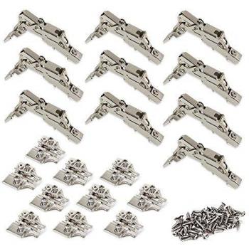 Emuca 1013007 Pack de 10 bisagras de cazoleta Ø35mm 165° cierre suave para puerta solapada y suplementos Euro con regulación excéntrica