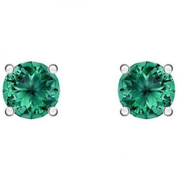 Swarovski Pendientes de botón Attract, de Mujer, verde, Baño de Rodio