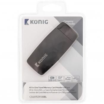 König CSU3TCR100BL - Lector de Tarjetas de Viaje, USB 3.0