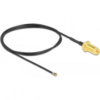 Cable Antena Delock MHF 4L LK a RP-SMA hembra 50 cm, coaxial, negro