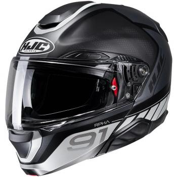HJC Casco Modular RPHA 91 Rafino Negro-Gris, tipo modular, color negro y gris, talla M