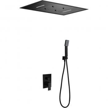 Conjunto de ducha empotrado monomando Sumatra con premarco negro mate IMEX GTS019-P/NG