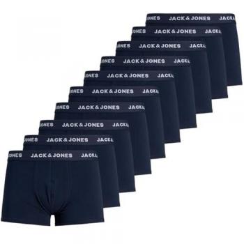 Jack & Jones Men's Solid Trunks 10-Pack - Navy Blazer, Breathable Cotton, Size L